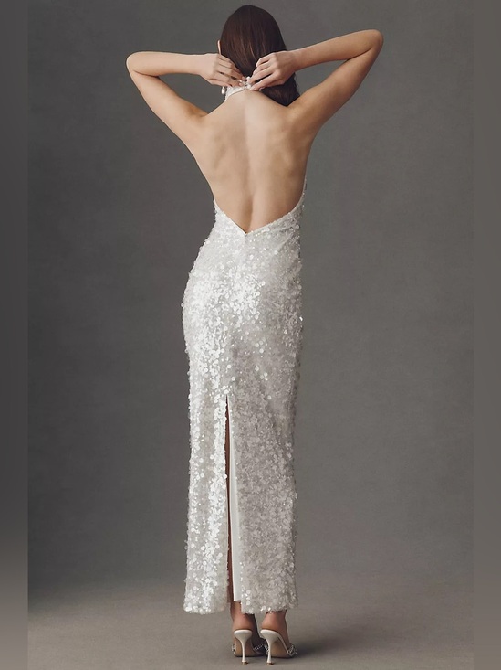 Helsi Dresses & Skirts - Helsi Louisa Halter Sequin Backless Maxi Dress Size XS Preloved